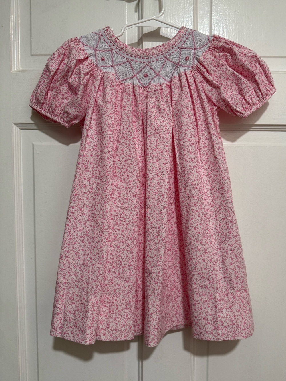 4T Pink Floral Smocked Short Sleeve Dress Girls Summer Spring Dress Lullaby Set